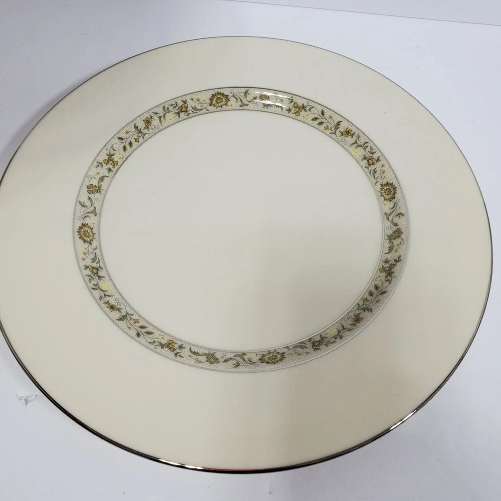 Lenox Springdale Cup Saucer Salad Bread & Dinner Plates 5 Pieces Platinum Trim